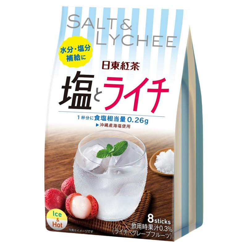 「日本直送」日東紅茶・塩とライチ 水分・塩分補給に スティック8本入り 1 カウント