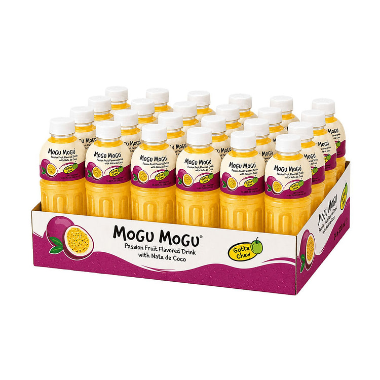 Nước uống Mogu Mogu vị chanh dây với thạch dừa Nata de Coco - 10.8 oz 24 bo