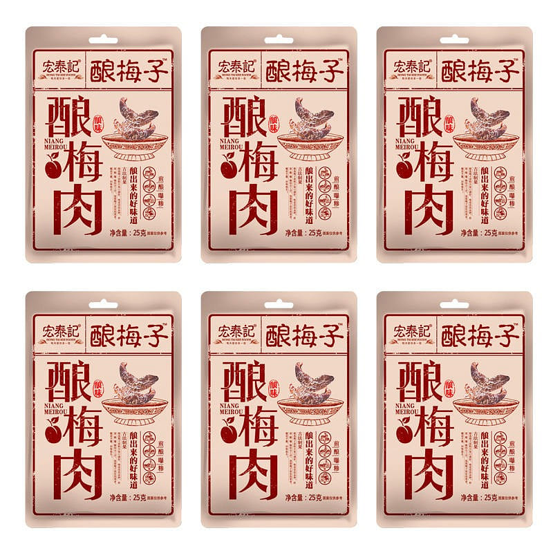 6 bags Hongtai Ji stuffed plum meat pouch 132 g