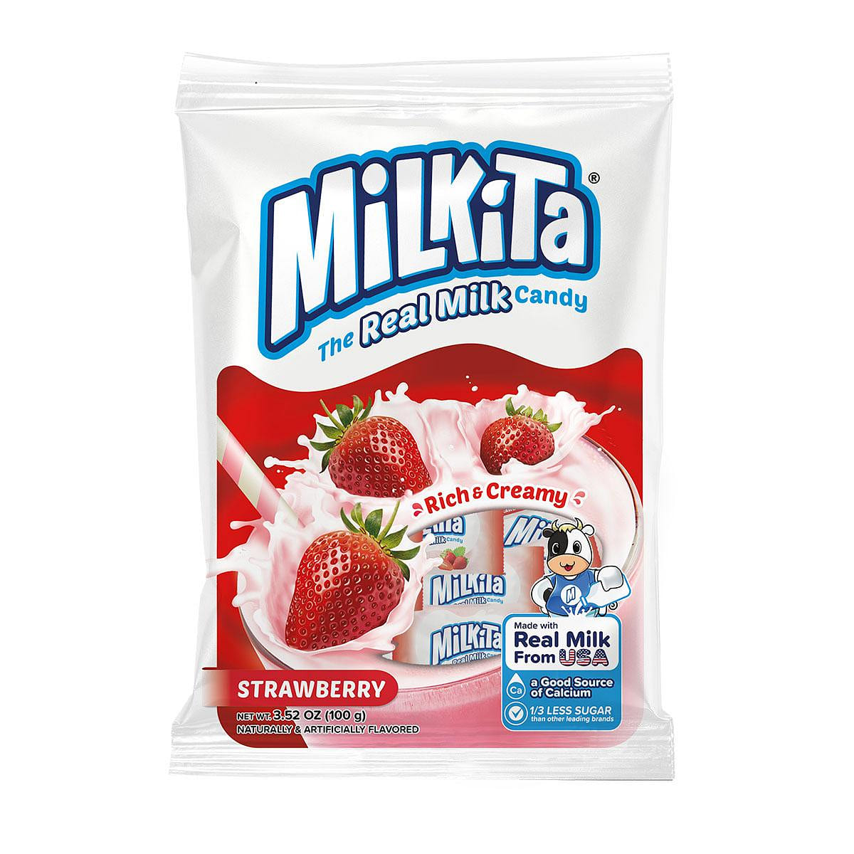 Milkita Creamy Shake Chewy Candies Strawberry Flavor 1 each