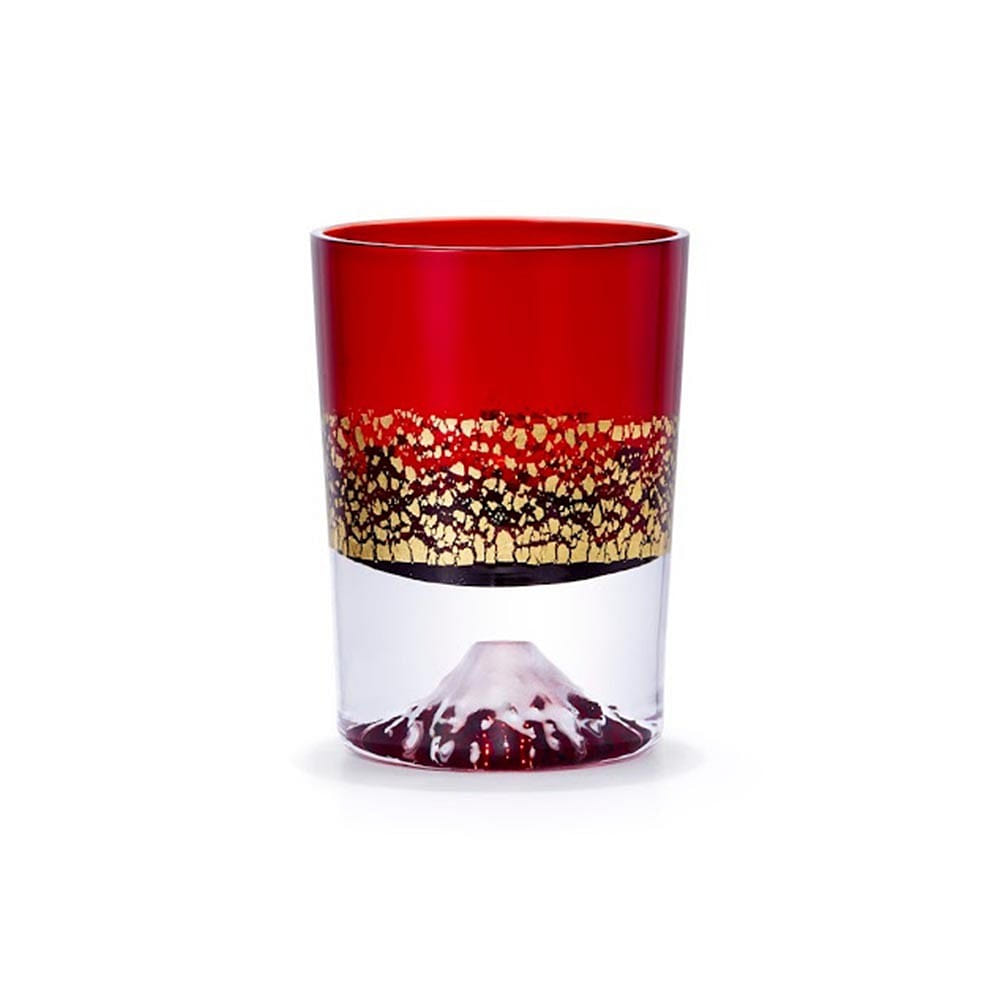 Tajima glass Handmade Mt. Fuji Gold Leaf Cup (Red, 2.9fl-oz) Made in Japan 1 カウント
