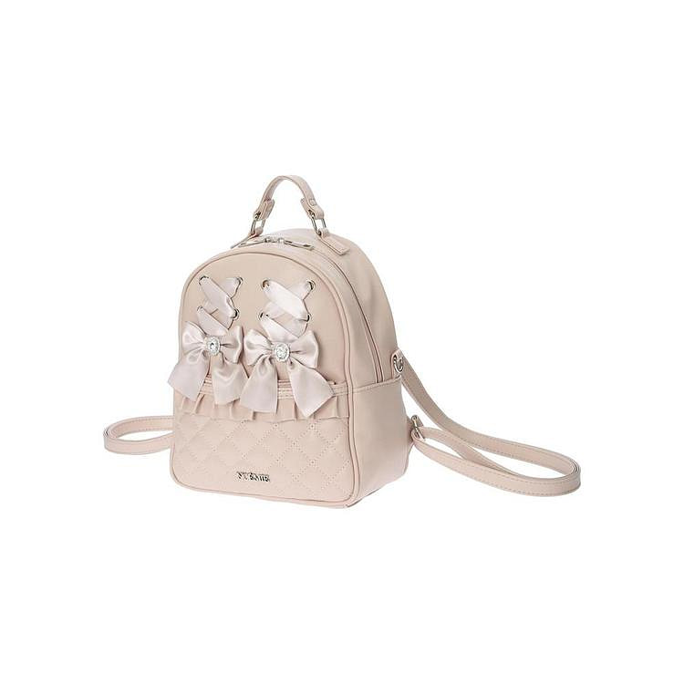 NOEMIE Quilted Ribbon Backpack Pink F