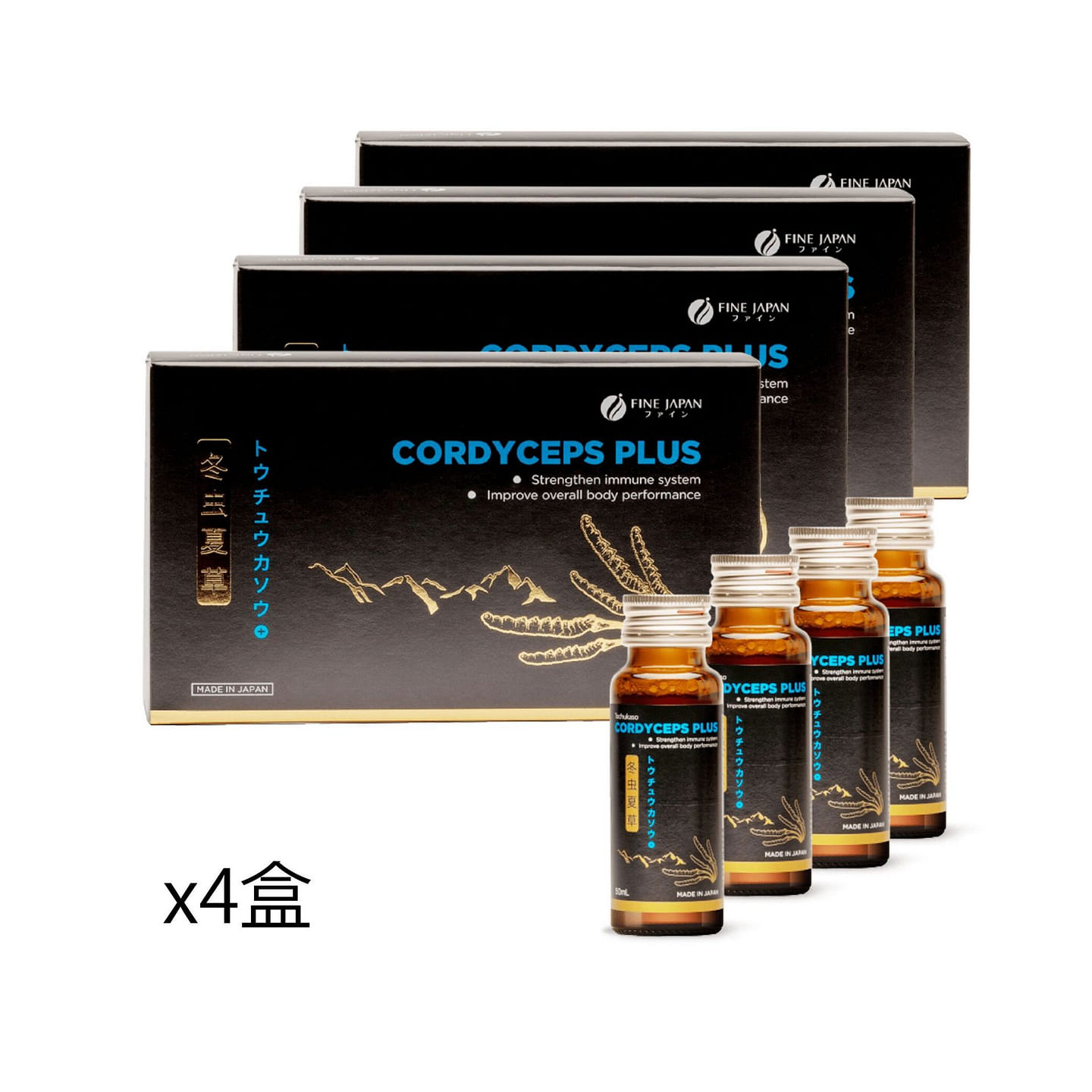 FINE JAPAN Liquid Cordyceps Plus Drink (4 Boxes) 10 bottle*4 boxes