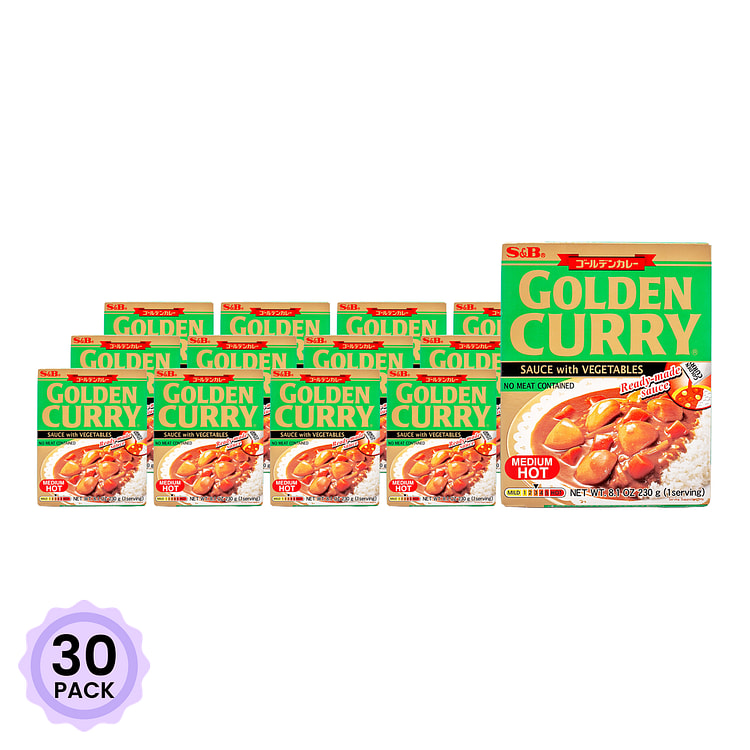 S&B Golden Curry Retort, Medium Hot Flavor 8.1 oz*30 pack