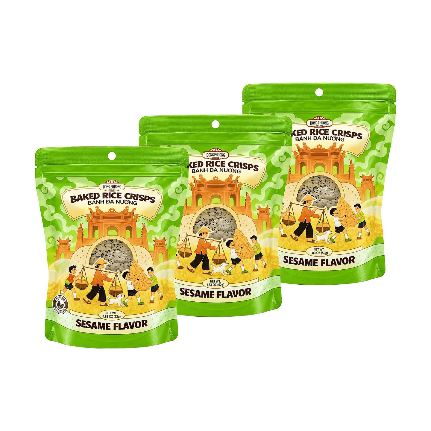 Dong Phuong Sesame Baked Rice Crisps 1.83 oz 3 box