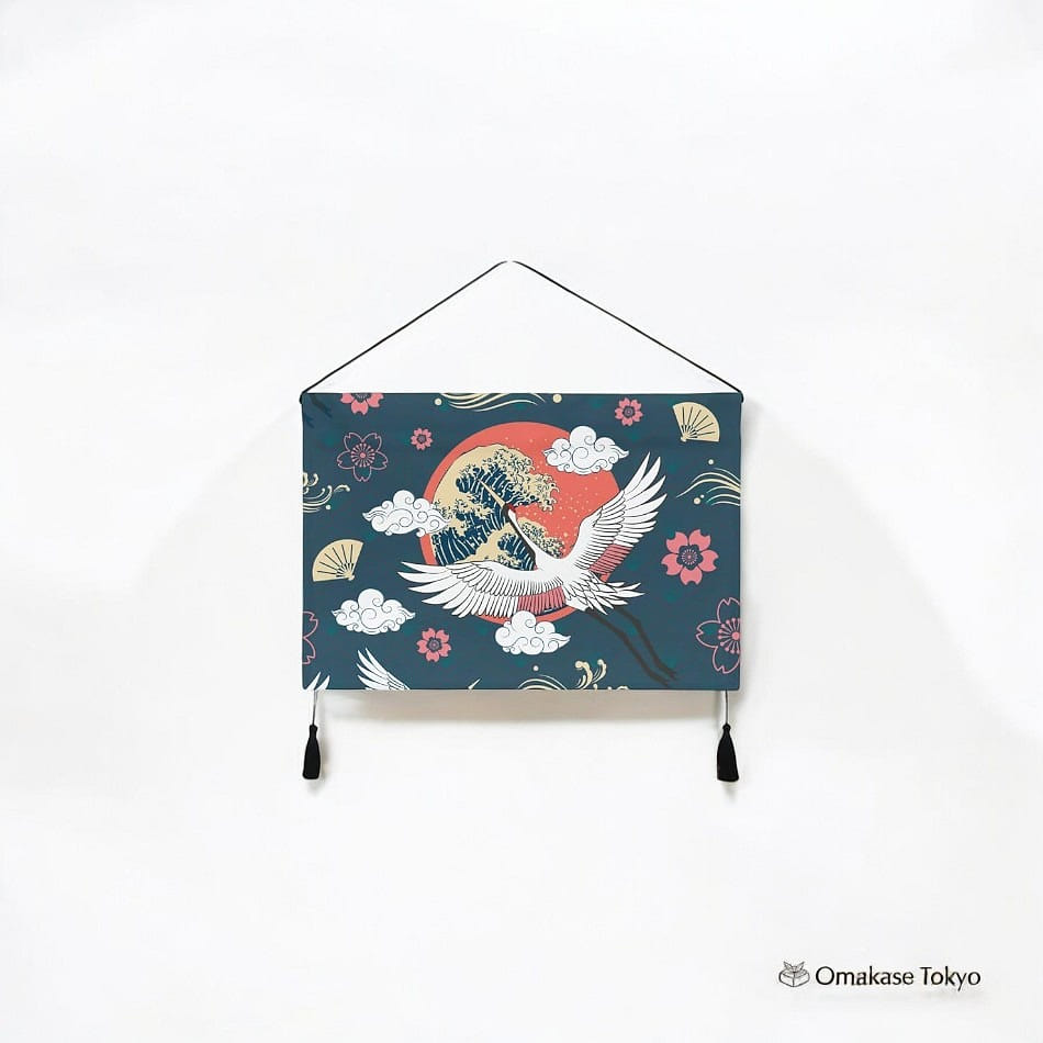 Japanese Style Crane & Vine Tapestry Wall Scroll 6 500 g