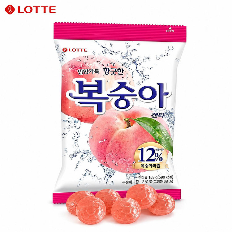 Lotte Peach Flavored Hard Candies 153g 1 each