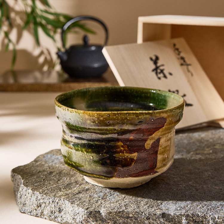 Oribe-style Mino Ware Matcha Bowl