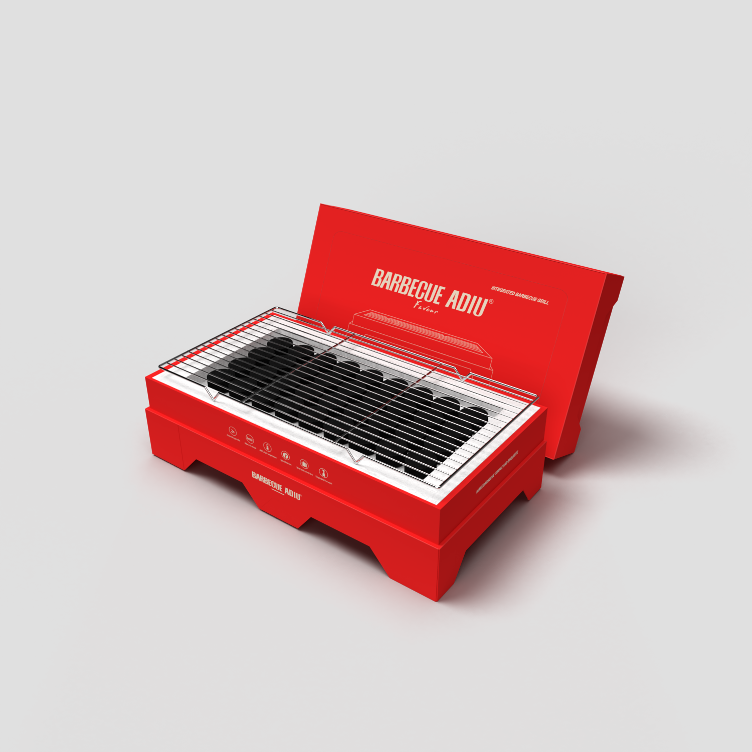 Adiu Single Use Portable & Disposable BBQ Grill - Red 1 케이스