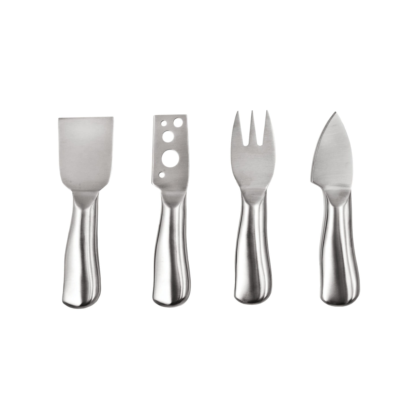 True Quartet Cheese Tool Set, Brushed Stainless Steel, Cheese Knives, Cheese Forks, Dishwasher Safe, Set of 4 4 count