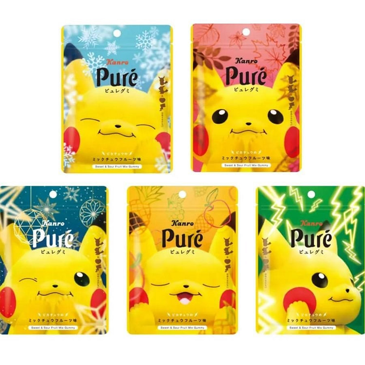 KANRO PURE Sweet Sour Fruit Mix Gummy Five Packages Shipped Randomly