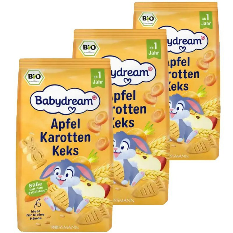 Babydream 婴儿苹果胡萝卜饼干（无糖）
