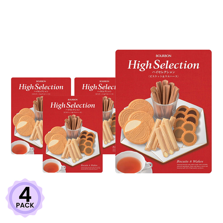 Bourbon High Selection Biscuits & Wafers RED Tin 376 克*4 包