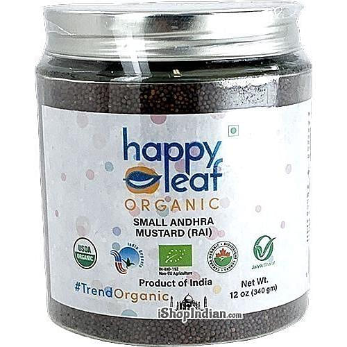 Happy Leaf Organic Small Andhra Mustard (Rai), 12 oz bottle 12 oz