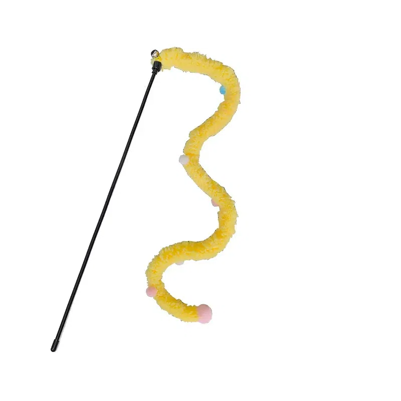 Plush cat toy stick(yellow) Handheld pet supplies 1 カウント