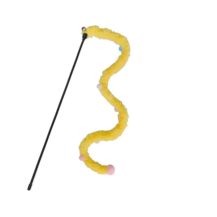 Plush cat toy stick(yellow) Handheld pet supplies