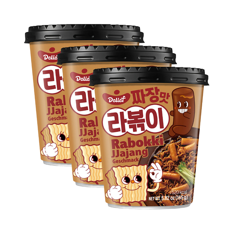 Delief Rabokki Jjajang | Instant Ramen Noodles & Tteokbokki | 165g x 3 |