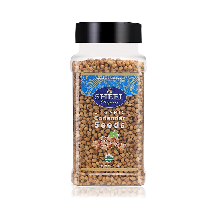Sheel Organic Coriander Seeds, USDA 6 oz / 170g 1 each