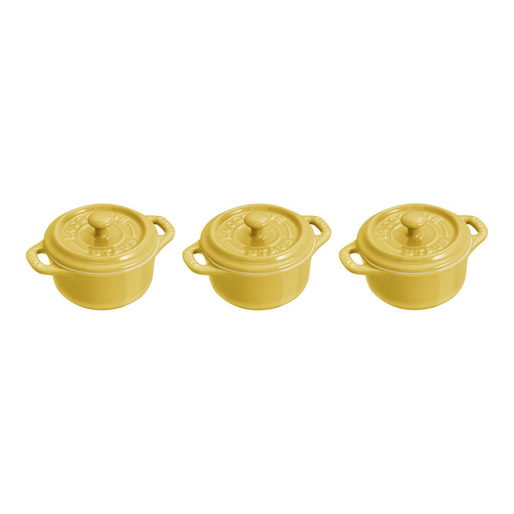 Staub Stoneware 3-pc Mini Round Cocotte Set Citron 1 each