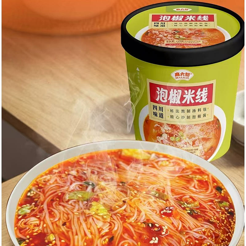 Ma Liu Ji Pickled pepper rice noodles 134g*4 barrels 536 g