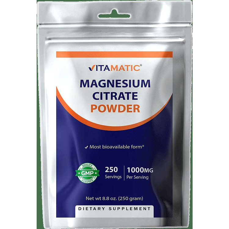 Magnesium Citrate 1000mg per Serving - 250 Grams
