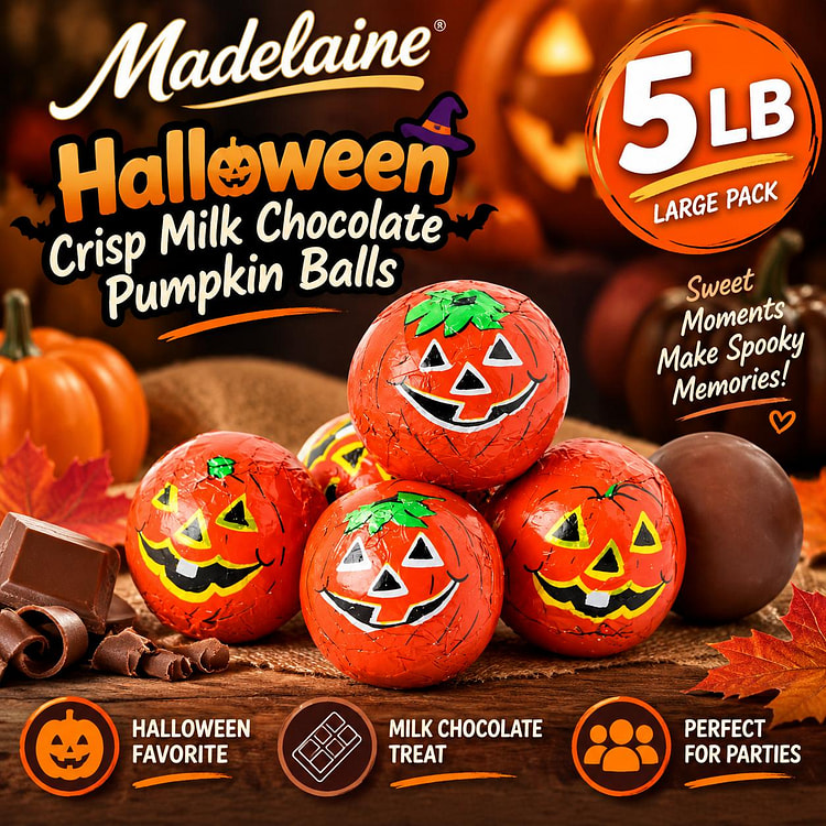 Madelaine Crisp Milk Choc Pumpkin Balls 5lb 1 each