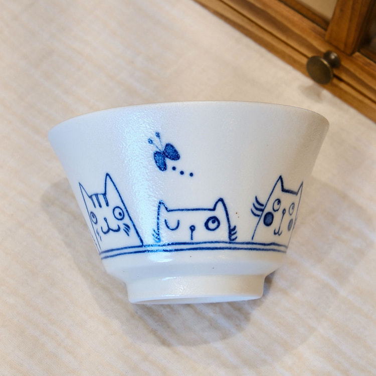 日本 美浓烧 高6.8cm 猫咪饭碗 - #1 1 个