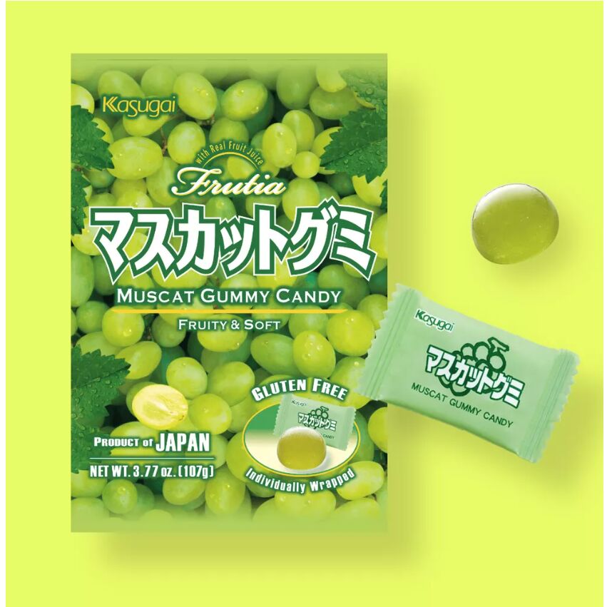 Kasugai Gummy Candy Muscat Green Grape Flavor 3.77 オンス