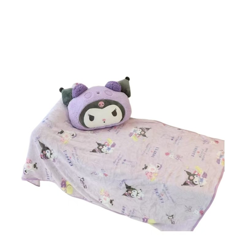 Get Pillow Blanket Cute Cartoon Portable Soft Comfortable Sofa