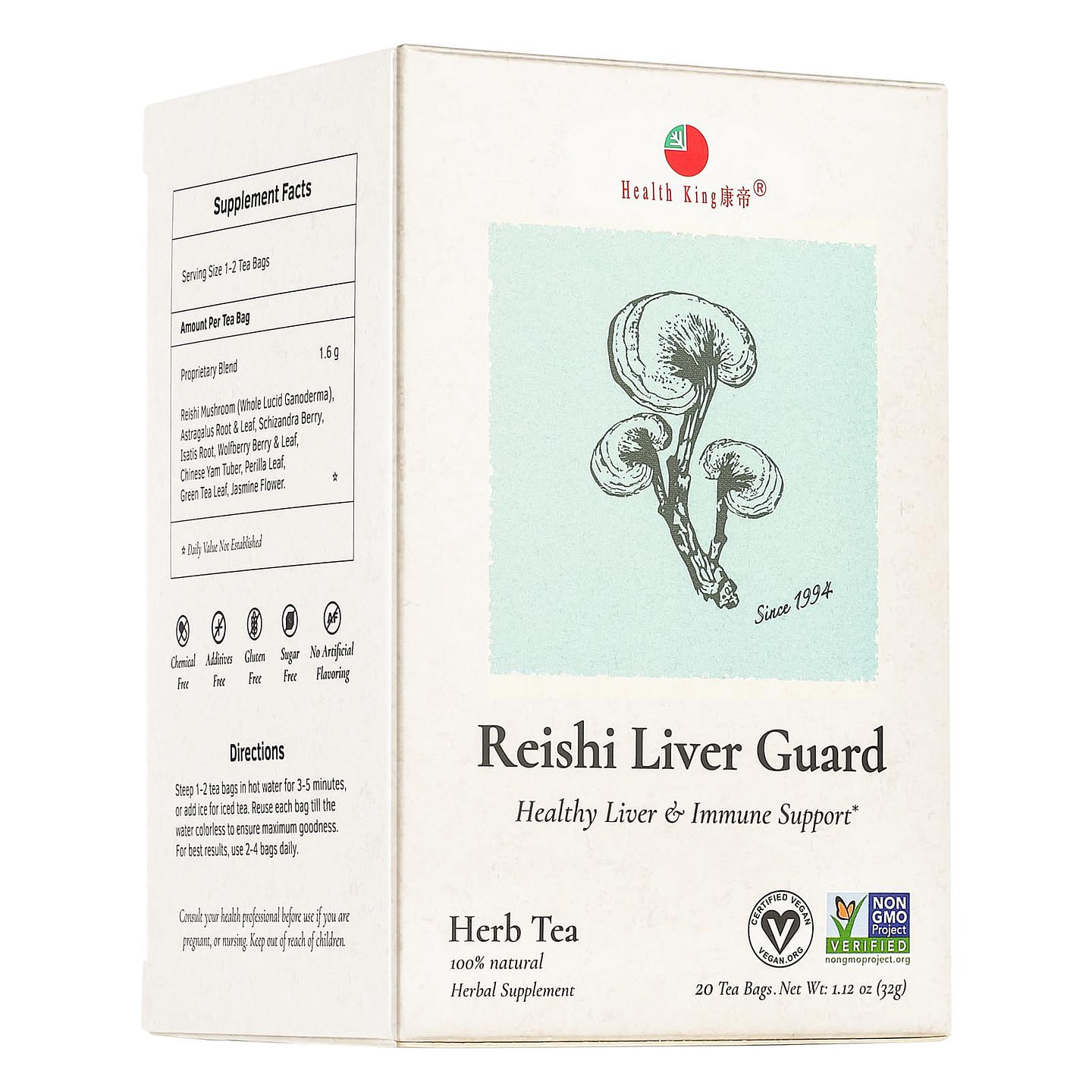 Health King Reishi Liver Guard Herbs Tea-Healthy Liver & Immune Support 1.12 oz