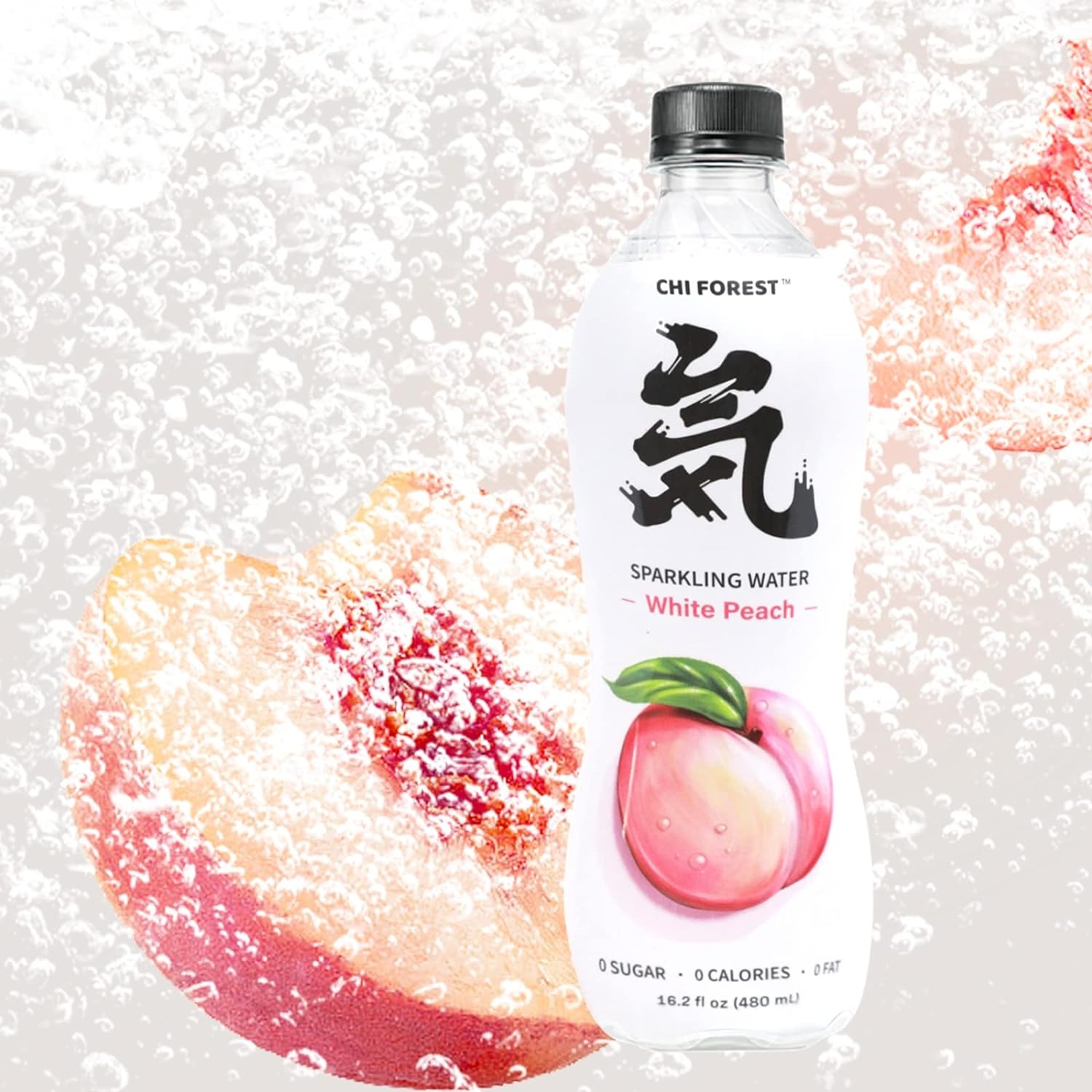 Genki Forest Sugar-Free Sparkling Water, White Peach Flavor 480 ml 480 ml
