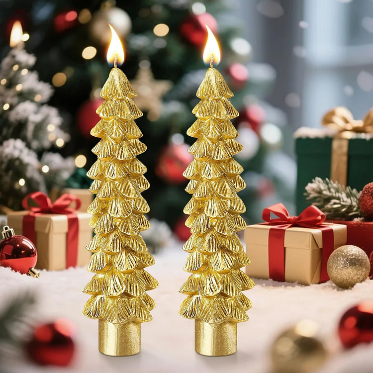 2支圣诞树蜡烛 5英寸蜂蜡蜡烛 适用于节日装饰包邮 1 份