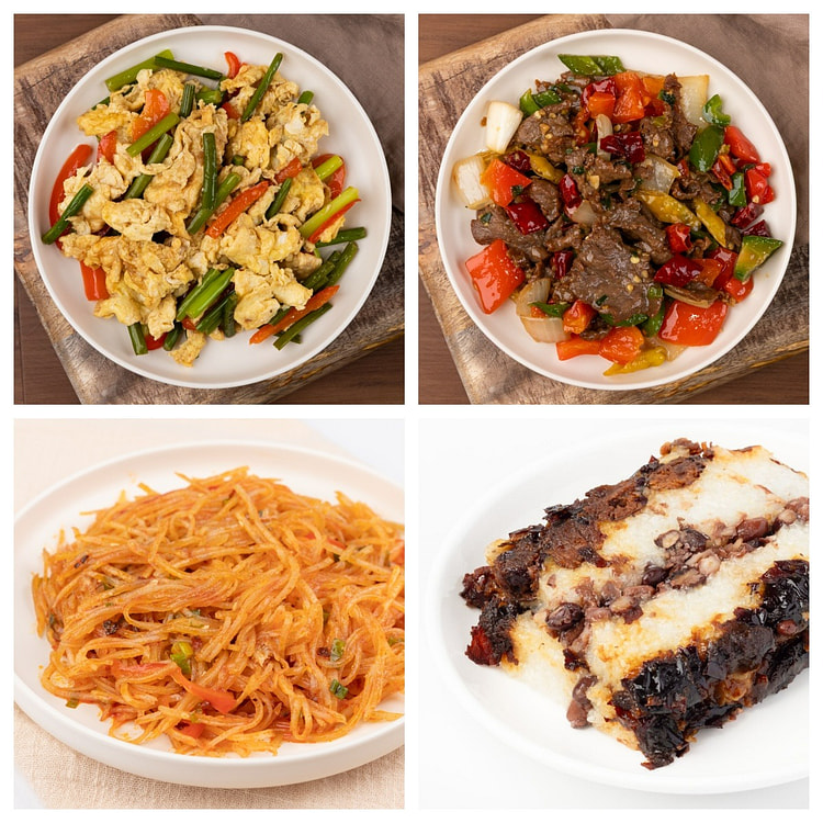 常规套餐2（蒜苔鸡蛋，野山椒牛肉，土豆丝，甑糕） 1 份