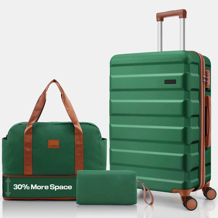 3 Piece Luggage Set Expandable ABS+PC Hardshell Ca 3 box
