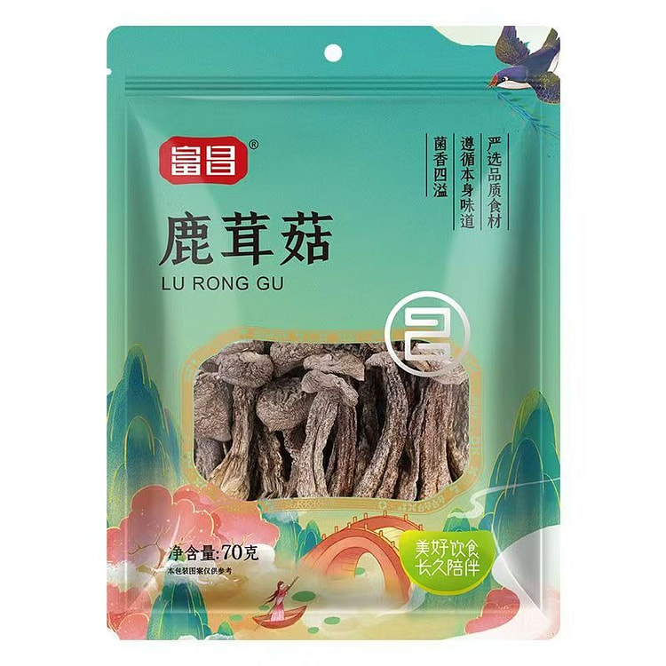 富昌鹿茸菇干货鹿茸菌农家特产脆脆菇煲汤70g*3袋