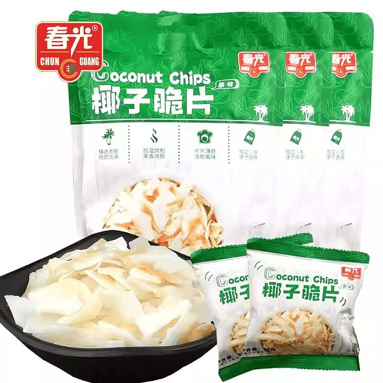 海南春光椰子脆片60gX3袋三亚特产 干脆椰子片 180 克