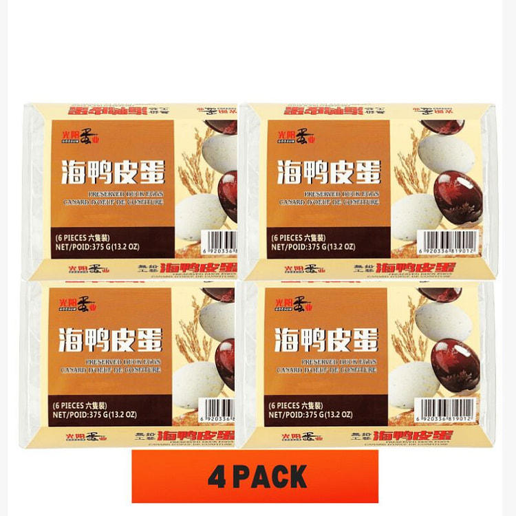 光阳 无铅海鸭皮蛋 六只装 375克*4盒 375 克