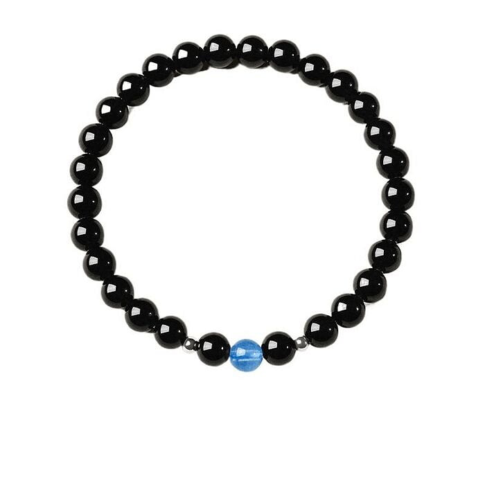 宫里上新 黑曜石海蓝宝手串 蓝星纳财 6mm 1 盒