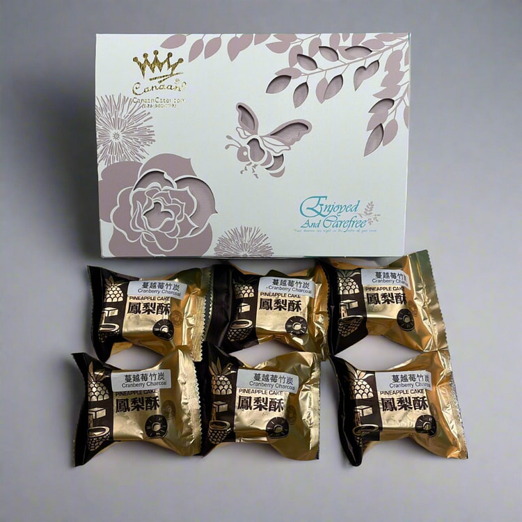 Cranberry Charcoal Pineapple Cake 6pcs