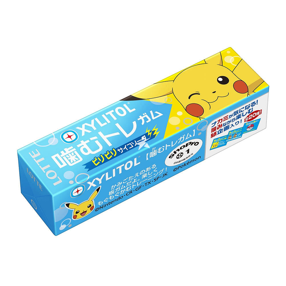 Lotte Pikachu Xylitol Chewing Gum Soda Flavor 9Pc 9 count