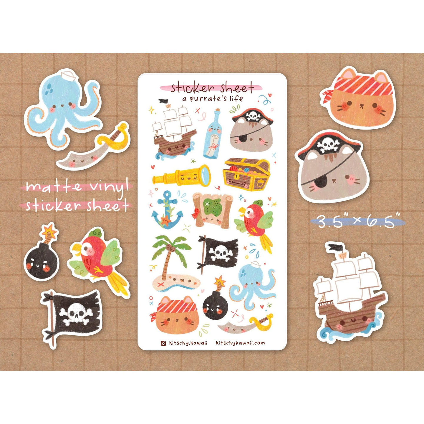 Pirate Vinyl Sticker Sheet 1 each