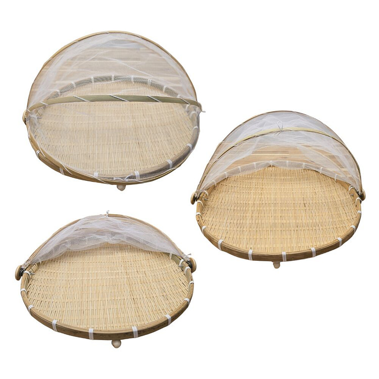 Bộ Khay Tre Đan Tay Có Màn Lưới