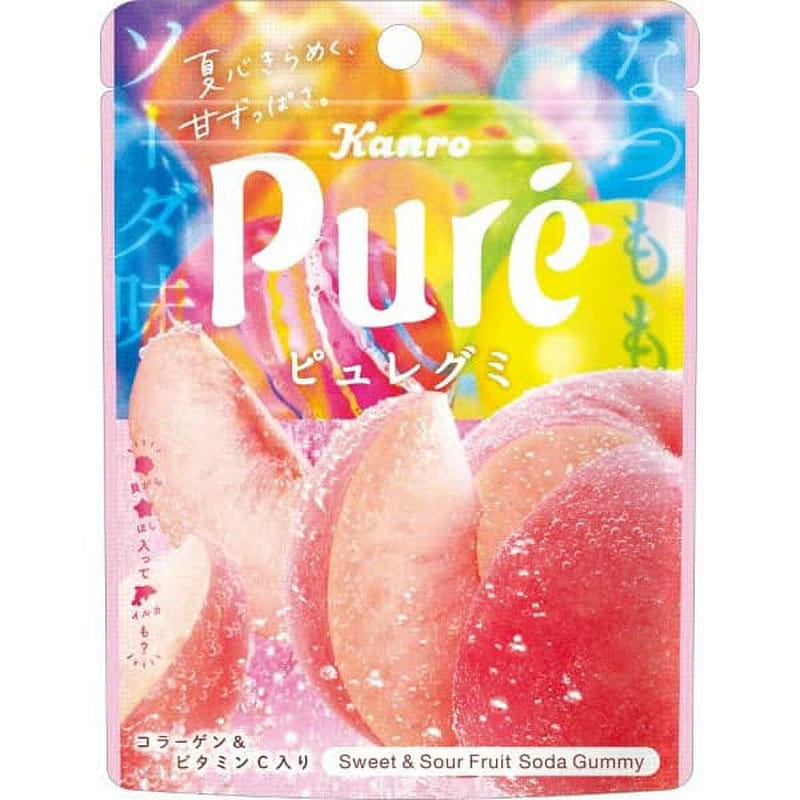 Kanro Pure Gummy Summer Peach Soda 52g 1 each