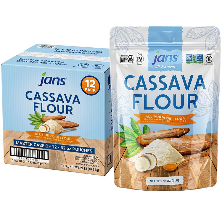 Jans - Cassava All-Purpose Flour 2lbs - Pack of 12 2 lb*12 pack