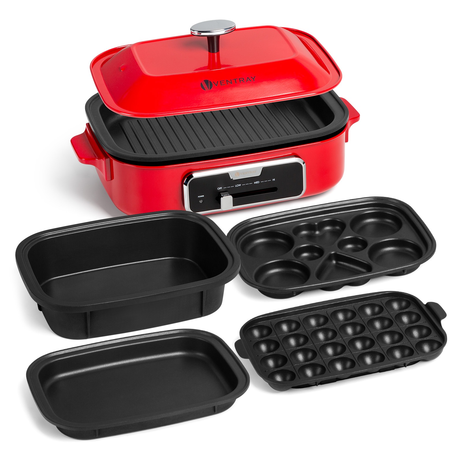 Ventray Classic Indoor Electric Grill Set, Red 8200 グラム