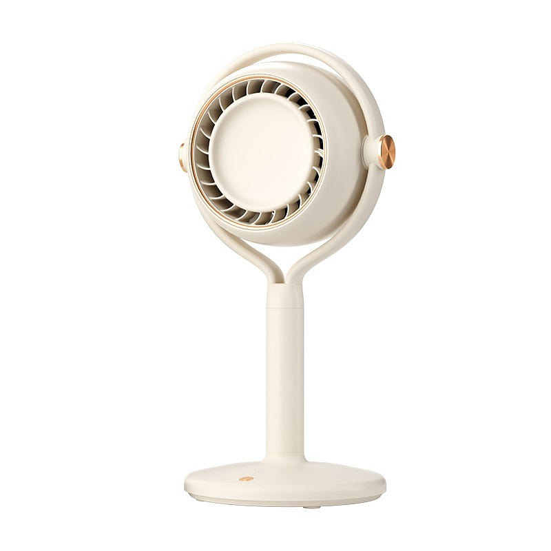 Electric Fan Short Style USB Rechargeable 3 Modes Beige Vertical 1 個