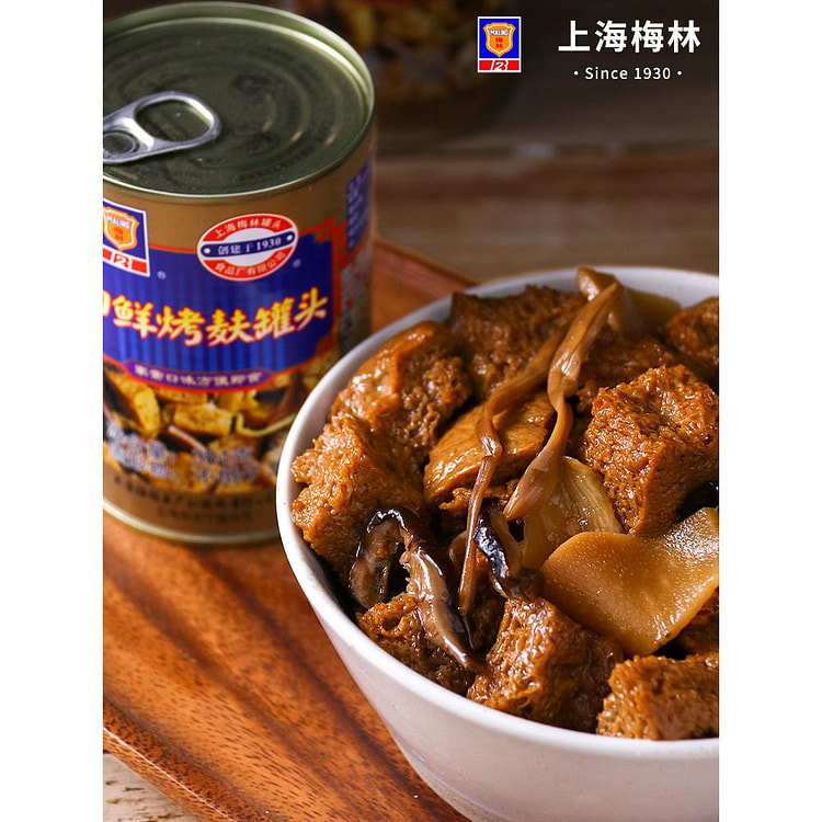 上海梅林四鲜烤麸即食罐头面筋 354g*1罐