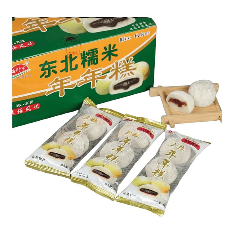 金时子 韩国风味东北糯米年糕红豆夹心即食凉糕5袋