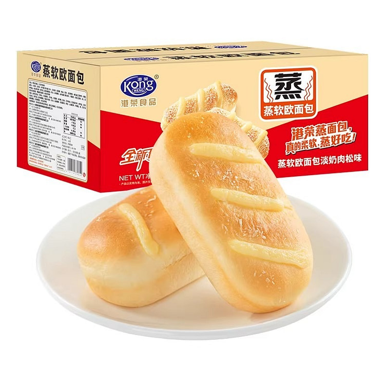 港荣 淡奶肉松味蒸面包早餐蛋糕办公室零食糕点心代餐 450 克