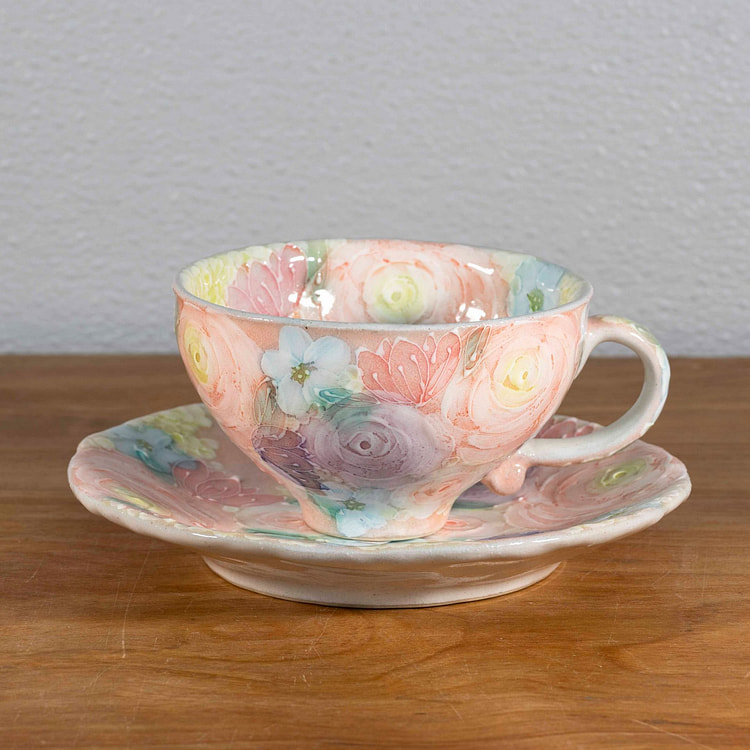 Yuzuriha Flower coffee cup set Color Yuka (Gift Box)
